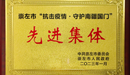 崇左市人民医院荣获“抗击疫情·守护南疆国门”先进集体荣誉称号